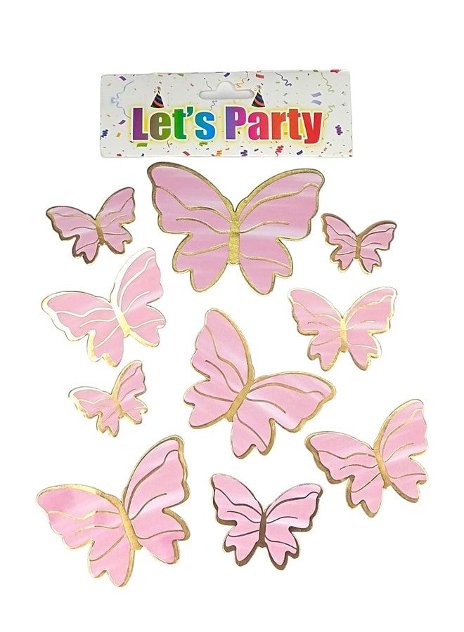 53 Arts10 Pcs "Let's Party" Butterfly Cake Toppers - Elegant Cupcake Decorations, Birthday & Wedding Cake Picks, Baby Shower Party Supplies, Reusable & Food Safe Random Colours - Image 1